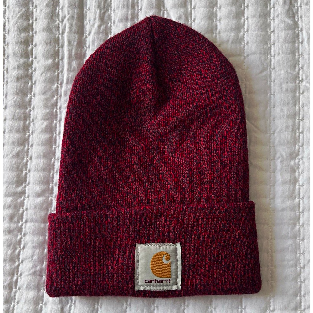 Carhartt Marled Red/Black Heathered Beanie Hat One Size Unisex Adults Gorpcore